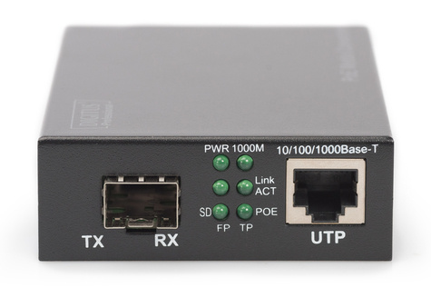 DIGITUS Professional Gigabit PoE media-omvormer, RJ45/SFP, PSE