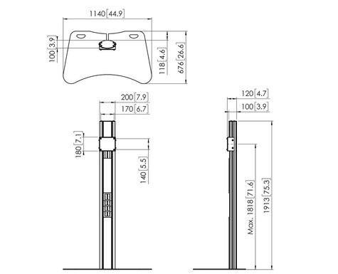 VOGELS SmartMetals Installation Series - Stand - voor plat scherm - zwart - schermgrootte: tot 90" - staand op vloer