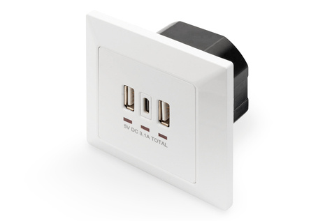DIGITUS DIGITUS Stopcontact met USB A & USB-C™ poorten, inbouwmontage