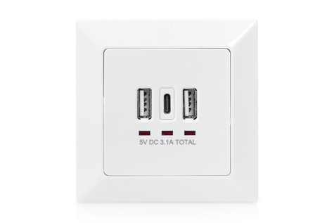 DIGITUS Stopcontact met USB A & USB-C™ poorten, inbouwmontage