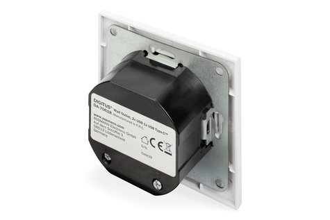 DIGITUS Stopcontact met USB A & USB-C™ poorten, inbouwmontage