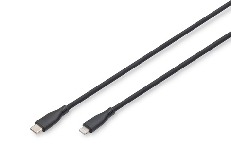 DIGITUS USB 2.0 siliconen oplaadkabel 60W USB-C > Lightning zwart 0,5m