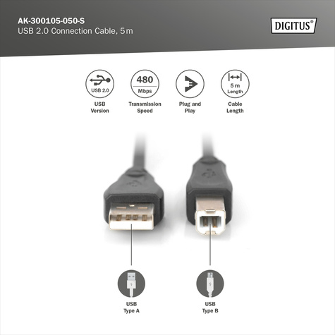 DIGITUS USB 2.0 connection cable