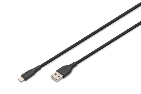 DIGITUS Silicone Charging cable - USB-A to Lightning - 2m - 12W - Black