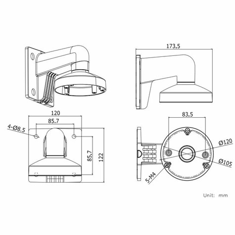 Hikvision DS-1272ZJ-120 Wandbeugel ALU wit