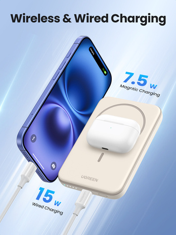 Ugreen 5000mAh MIni Magnetic Wireless 15W Power Bank 25207