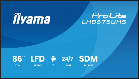 Iiyama 86iWIDE LCD 3840 x 2160 4K UHD IPS panel LED Bl.