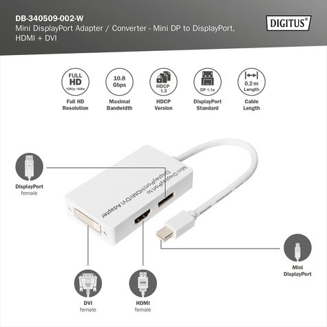 DIGITUS video / audio adapter - 20 cm