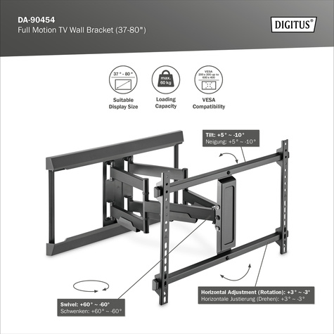 DIGITUS Full Motion tv-wandhouder (37-80")