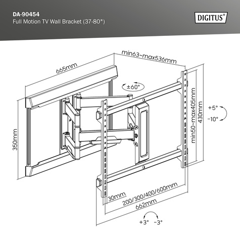 DIGITUS Full Motion tv-wandhouder (37-80")
