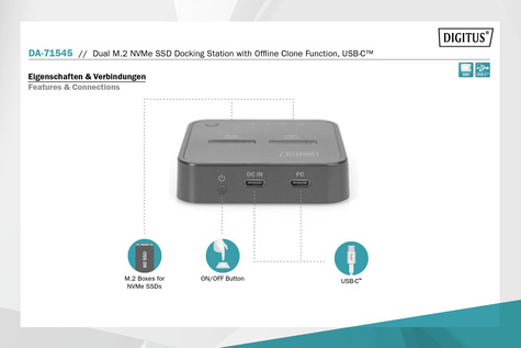 DIGITUS SSD docking station - M.2 NVMe Card - USB-C 3.2 (Gen 2)