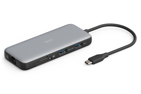 DIGITUS Docking USB-C->HDMI,USB3.0,RJ45,SD,MicroSD,CPD Alu s