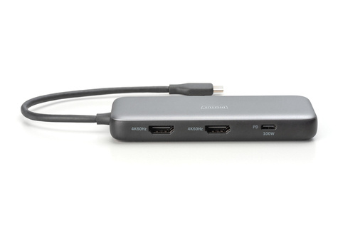 DIGITUS Docking USB-C->HDMI,USB3.0,RJ45,SD,MicroSD,CPD Alu s