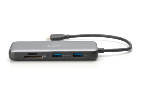 DIGITUS Docking USB-C->HDMI,USB3.0,RJ45,SD,MicroSD,CPD Alu s