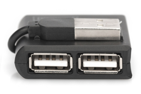DIGITUS USB-Hub 4-poorts 2.0->4xA2.0 geïntegreerde kabel zwart