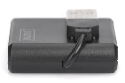 DIGITUS USB-Hub 4-poorts 2.0->4xA2.0 geïntegreerde kabel zwart