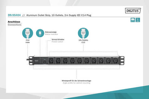 DIGITUS Power strip - 2500 W
