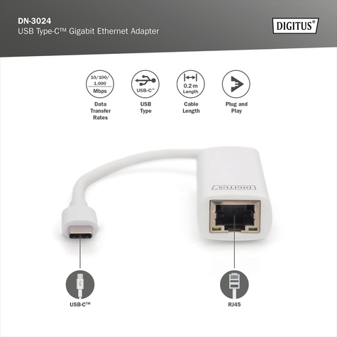 DIGITUS USB 3.0 Typ C Gigabit Ethernet Adapter