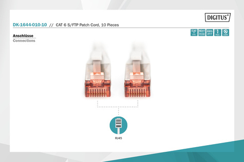 DIGITUS Professional Patch Cable - RJ45 - 1 m (10x)