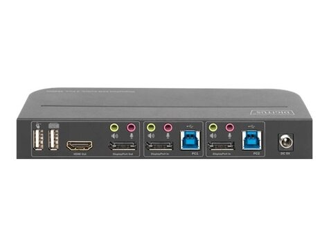 DIGITUS KVM-switch, 2-poorts, 4K60Hz, 2 x DP in, 1 x DP/HDMI uit