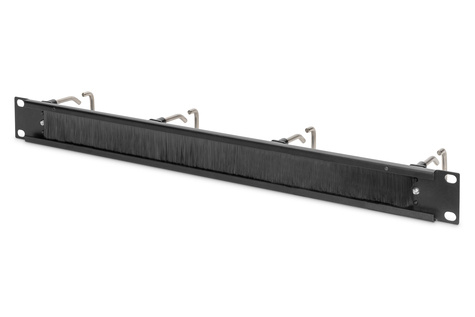 DIGITUS Kabelmanagementpaneel met stalen beugels en borstelstrip voor 19" (482,6 mm) kasten, 1U