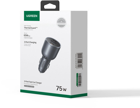 Ugreen 75W 3-Port Fast Car Charger 35024