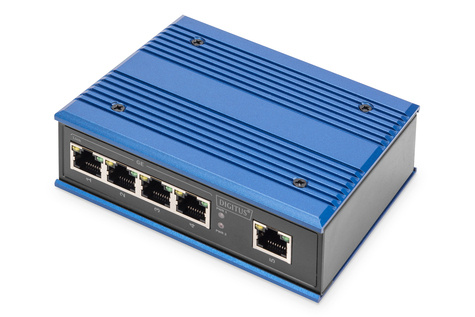 DIGITUS Professional 4-poorts gigabit netwerkswitch, industrieel, onbeheerd, 1 RJ45 uplink