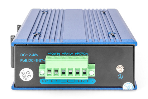 DIGITUS Professional 4-poorts gigabit netwerkswitch, industrieel, onbeheerd, 1 RJ45 uplink