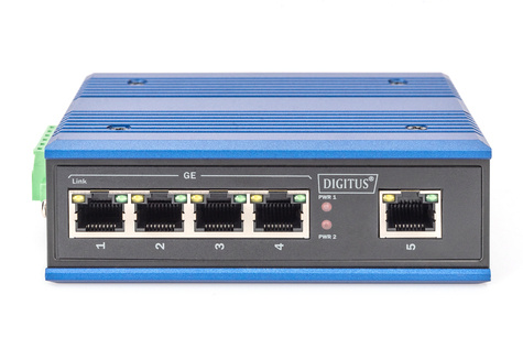 DIGITUS Professional 4-poorts gigabit netwerkswitch, industrieel, onbeheerd, 1 RJ45 uplink