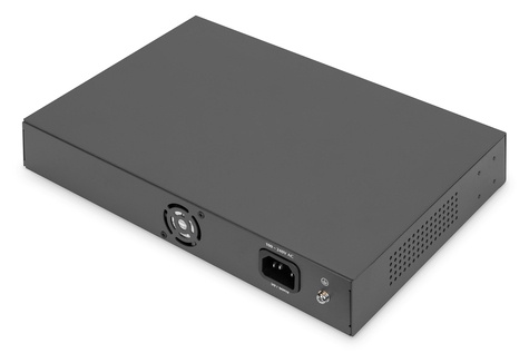 DIGITUS 16-poorts Fast Ethernet PoE-switch, 2 Gigabit uplinks (RJ45 / SFP) - rack-mountable