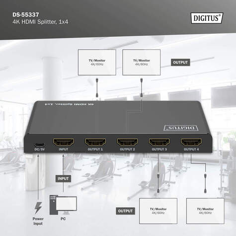 DIGITUS 4K HDMI Splitter 1 Input > 4 Output