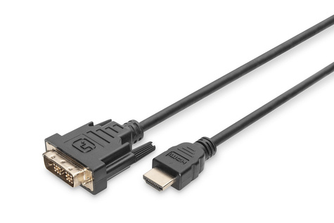 DIGITUS HDMI-Kabel A->DVI(18+1)   St/St  2.0m Zwart FullHD