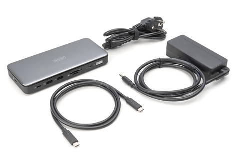 DIGITUS Docking USB-C->HDMI,DP,USBA,USBC,RJ45,DC,Audio