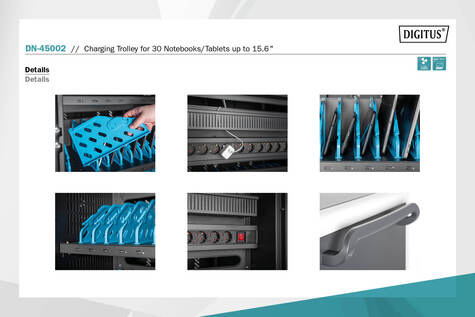 DIGITUS Mobiele laadkast voor 30 notebooks / tablets tot 15,6 inch, USB-A - RAL 9005