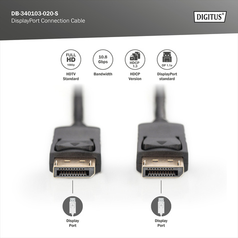 DIGITUS DisplayPort Aansluitkabel DP St/St - 1.1a conform - 2 m