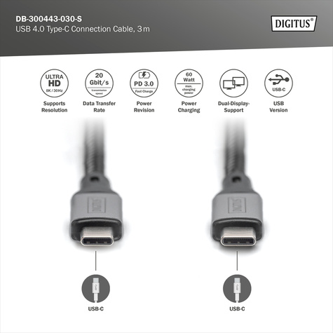 DIGITUS Cable Digitus USB 4.0 Typ-C