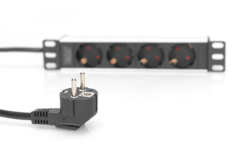 DIGITUS 10" stekkerdoos met aluminiumprofiel en 4 geaarde stopcontacten