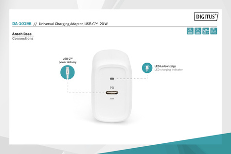 DIGITUS Digitus power adapter - USB-C - 20 Watt