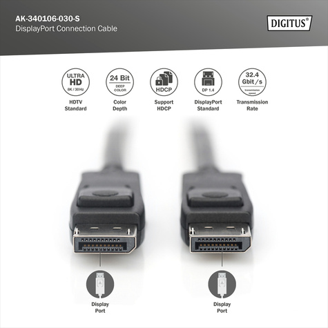 DIGITUS DisplayPort cable - DisplayPort to DisplayPort - 3 m