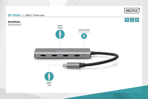 DIGITUS USB Hub USB 3.1 4-Port Aluminum
