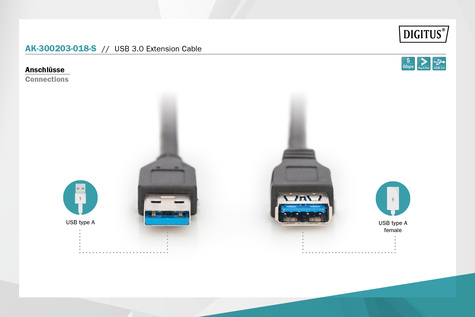 DIGITUS USB extension cable - USB Type A to USB Type A - 1.8 m
