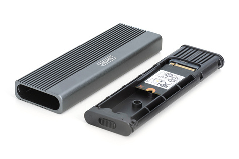 DIGITUS USB M.2 harde schijf behuizing, SSD, extern, NVMe + SATA, 10 Gbps (NVMe) 6 Gbps (SATA),USB3.1 Gen2, aluminium, zonder gereedschap