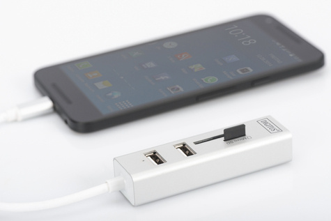 DIGITUS USB Type-C™ OTG 3-poorts Hub + Kaartlezer