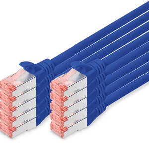 DIGITUS DIGITUS CAT 6 S-FTP patchkabel - lengte 0,5 m, 10 stuks, kleur blauw