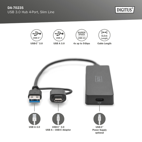 DIGITUS Slim Line - docking station - USB 3.0
