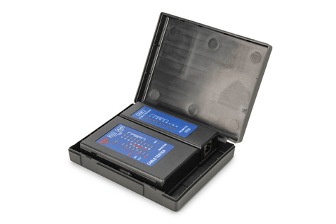 DIGITUS Cable tester, network, RJ45, Single side tester main device, remote unit, PoE tester, with case