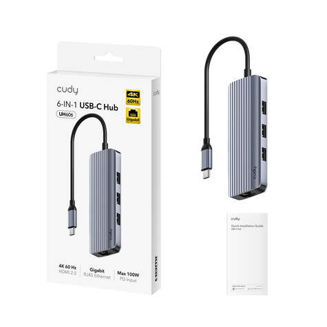Cudy 6-IN-1 USB-C Hub with GbE & 4K60Hz HDMI