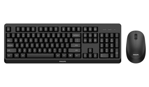 Philips 3000 series SPT6307BL - Toetsenbord en muis set - draadloos - 2.4 GHz - QWERTY - zwart