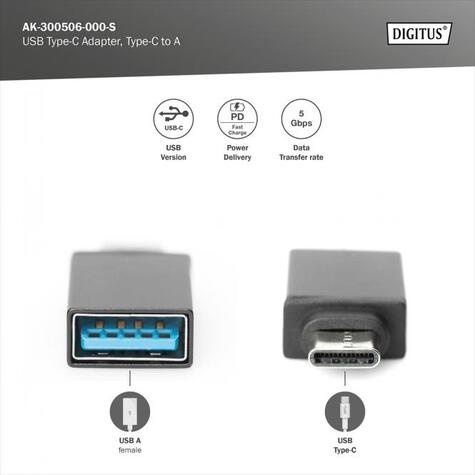 DIGITUS USB-C adapter - USB Type A to USB-C