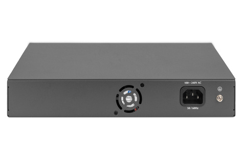 DIGITUS 16-poorts Fast Ethernet PoE-switch, 2 Gigabit uplinks (RJ45 / SFP) - rack-mountable